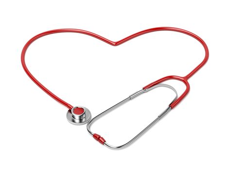 Stethoscope in shape of heart on white background