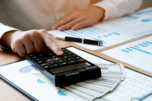 Auditor or internal revenue service staff, Business women checking annual financial statements of company. Audit Concept.