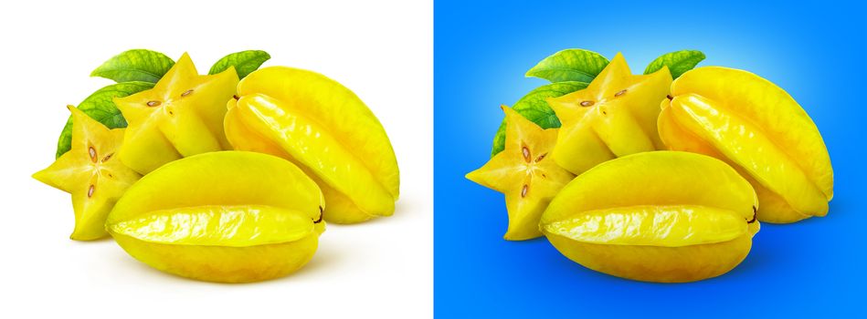 Carambola, starfruit isolated on white background with clipping path