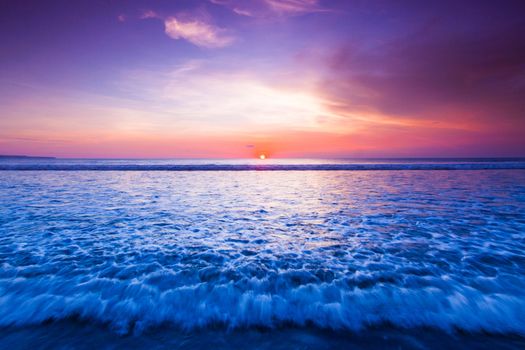 Amazing colorful sunset over sea form thailand beach