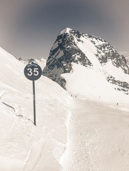 The Alpe d Huez ski domain in the French Alps