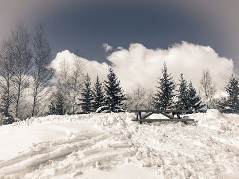 The Alpe d Huez ski domain in the French Alps