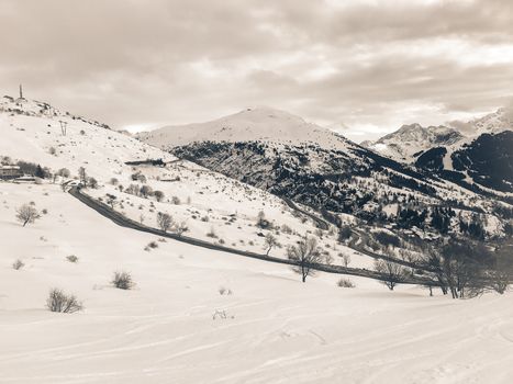 The Alpe d Huez ski domain in the French Alps