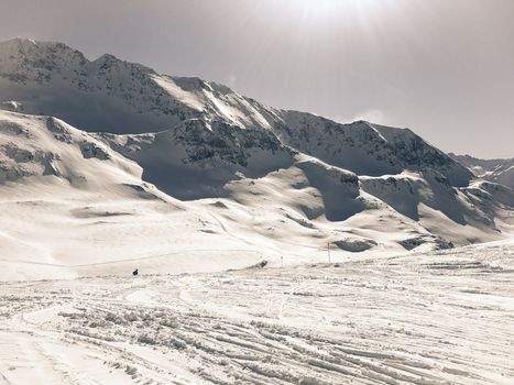 The Alpe d Huez ski domain in the French Alps