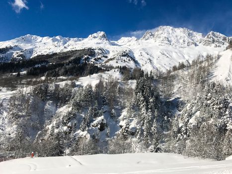 The Alpe d Huez ski domain in the French Alps