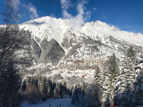 The Alpe d Huez ski domain in the French Alps