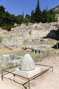 The ruins in Delphi, an archaeological site in Greece at the Mount Parnassus. Delphi is famous by the oracle at the sanctuary dedicated to Apollo. UNESCO World heritage