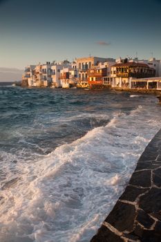 little venice at sunset, mykonos, Greece - luxury travel destiation - greek islands