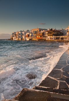 little venice at sunset, mykonos, Greece - luxury travel destiation - greek islands