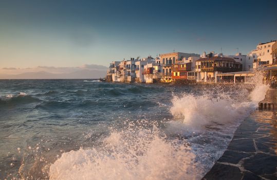 little venice at sunset, mykonos, Greece - luxury travel destiation - greek islands