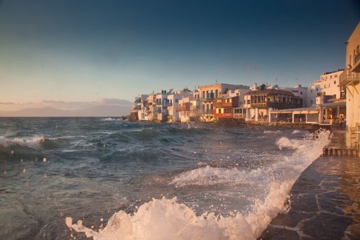 little venice at sunset, mykonos, Greece - luxury travel destiation - greek islands