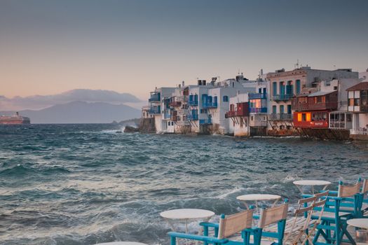 little venice at sunset, mykonos, Greece - luxury travel destiation - greek islands