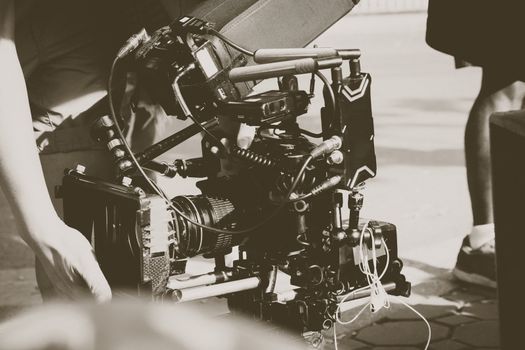 Film production crew,Behind the scenes background