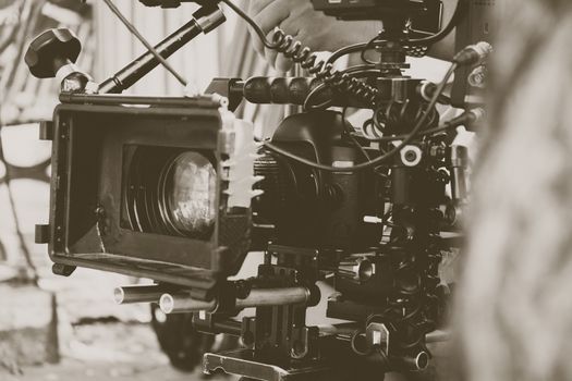 Film production crew,Behind the scenes background