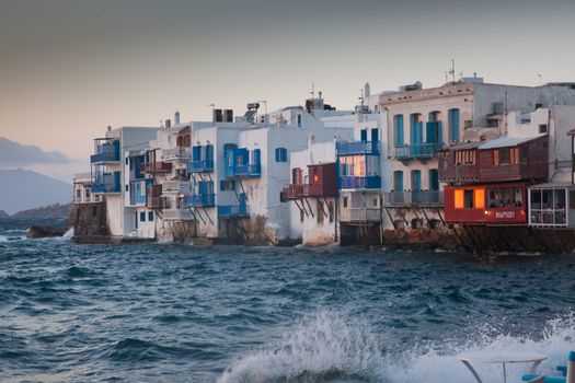 little venice at sunset, mykonos, Greece - luxury travel destiation - greek islands