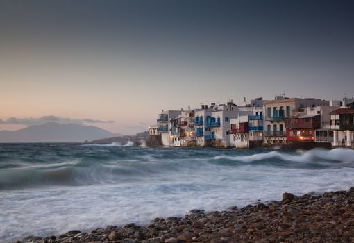 little venice at sunset, mykonos, Greece - luxury travel destiation - greek islands