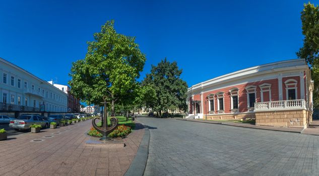 Odessa, Ukraine - 09.03.2018. English club and Museum of Navy in a sunny summer day. Tourist attraction of the Odessa city in Ukraine