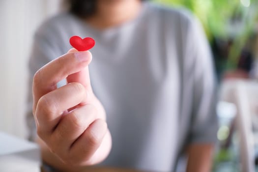 Woman hands making mini Heart and small heart. Valentine Love symbol