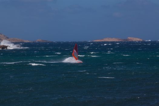 kite surfing on blue waves