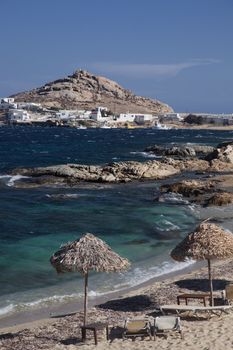 beautiful beach in Mykonos  Greece