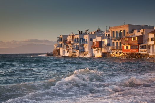 little venice at sunset, mykonos, Greece - luxury travel destiation - greek islands