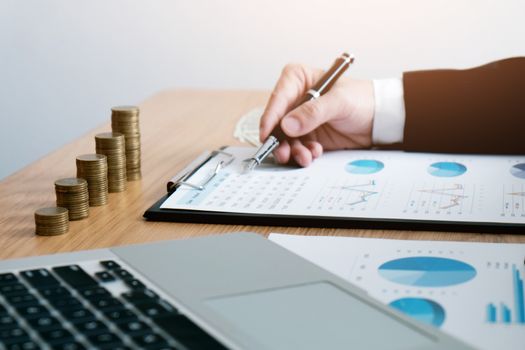 Auditor or internal revenue service staff, Business women checking annual financial statements of company. Audit Concept.