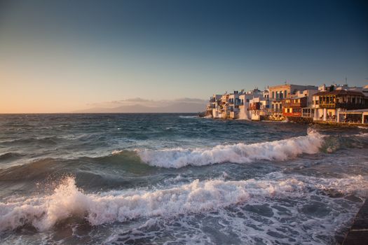 little venice at sunset, mykonos, Greece - luxury travel destiation - greek islands