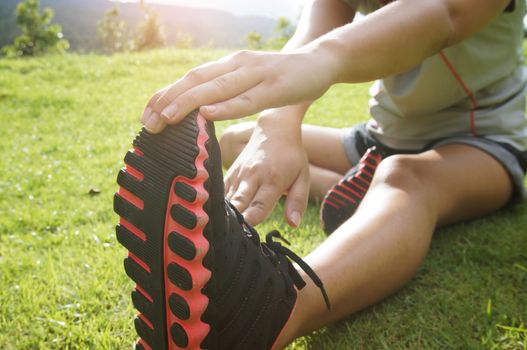 exercise sporty athlete woman warm up at park outdoors 