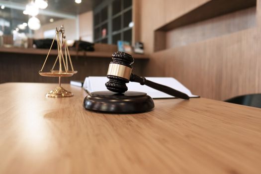 Judge gavel hammer on Lawyer desk