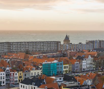 City skyline of Vlissingen with view on the sea, Popular city of Zeeland, The Netherlands