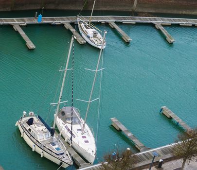 The docks of Vlissingen with some typical dutch boats, Zeeland, The Netherlands