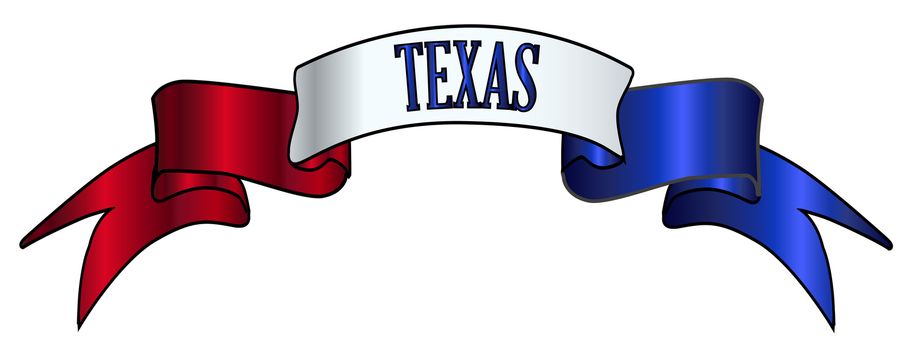 A red white and blue satin Texas flag icon ribbon