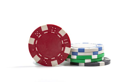 Casino Chips Pile Isolated on White Background