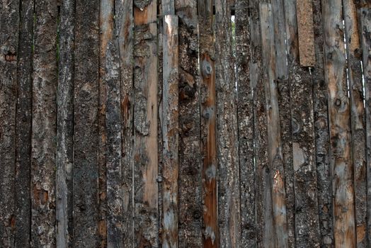 An old fence of textured wood.