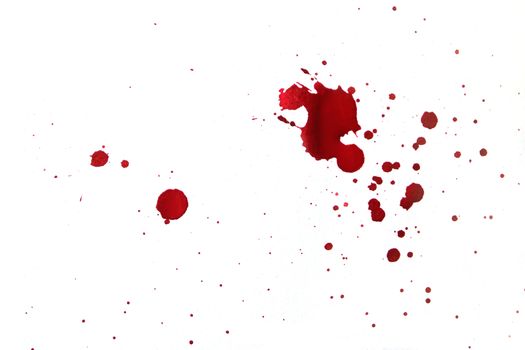 Blood splatters on white background