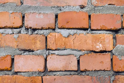 Fresh brickwork wall backdrop. Brick repair old decor background. Architecture texture design