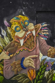 Beautiful graffiti on the wall of a building in Isla Mujeres