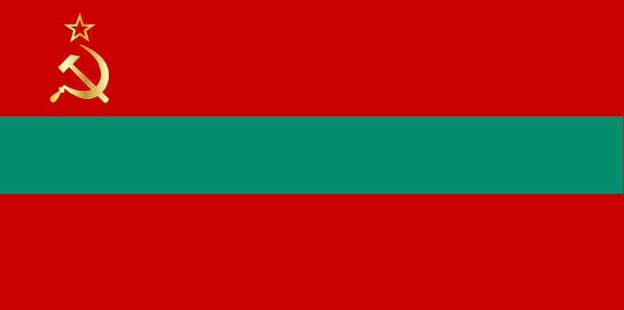 Hammer and Sickle in gold set on a Transnistria state Flag