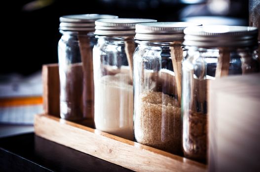 mixed of sugar for coffee in the glass bottle
