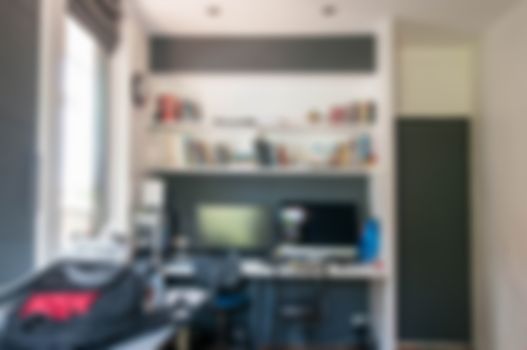Blurred background of working studio design room interior