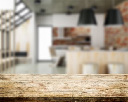 Top table wood and kitchen room background