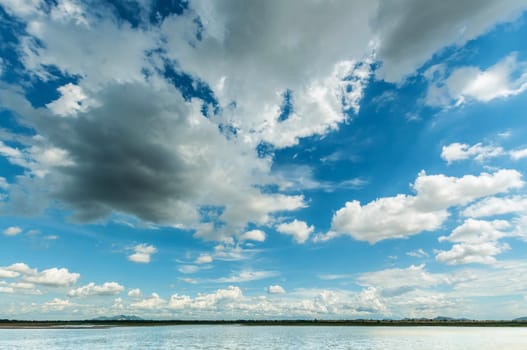 blue sky with clouds sky with swamp landscape