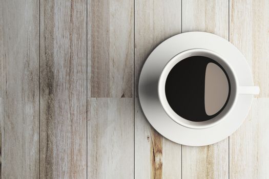 Coffee cup on wooden