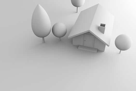 white home of 3d rendering