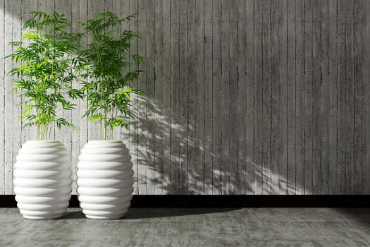 tree pot and concrete wall interior decorated
