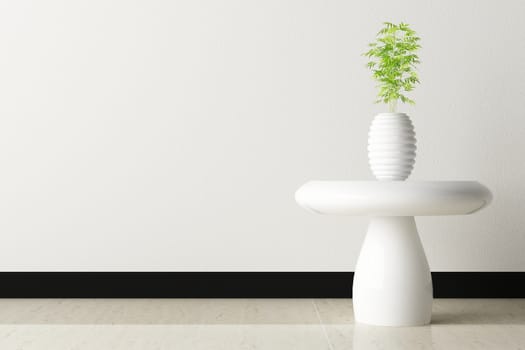 white table and white vase