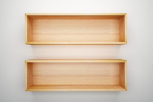 Shelf box on white wall decorated