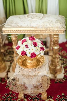Close-up of Bouquet Decoration for Hand Pouring, Traditional Thai Wedding