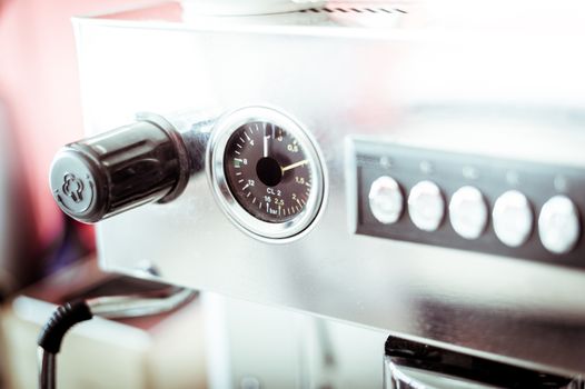 gauge meter coffee machine closeup
