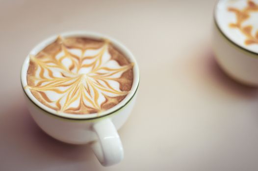 closeup of latte art coffee